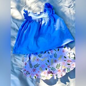 Stitchy Fish Blue and Pink Floral Kids shorts set